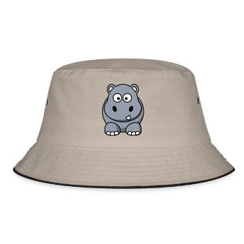 Süßes Nilpferd Geschenk Sonderangebot Idee - Bucket Hat - Khaki/Schwarz - Vorne