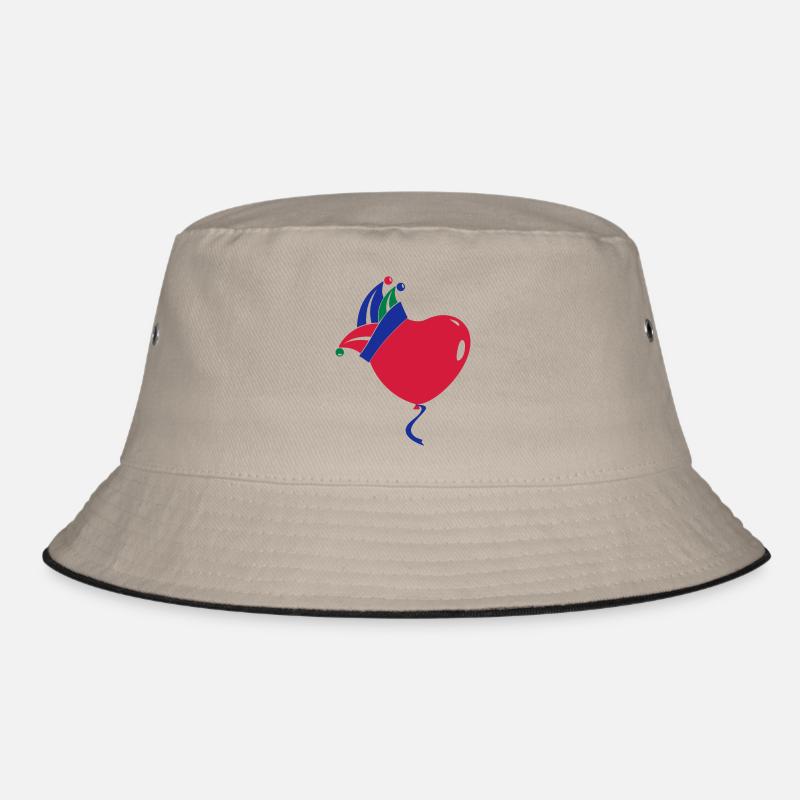 Fasching Karneval Narrenkappe Herz Luftballon - Bucket Hat - Khaki/Schwarz