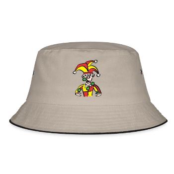 clown harlekin hofnarr kasper komiker narr witzbol - Bucket Hat - Khaki/Schwarz - Vorne