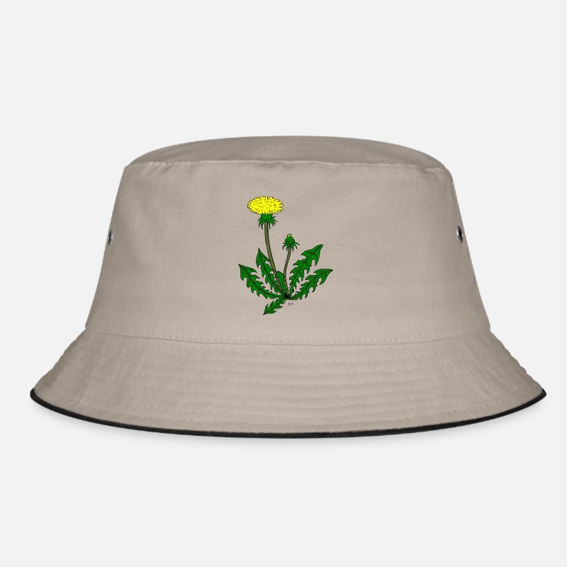 Löwenzahn Pusteblume - Bucket Hat - Khaki/Schwarz