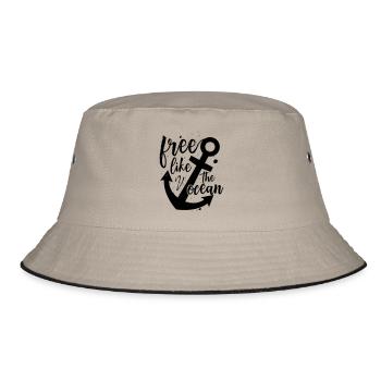 Free like the ocean - Bucket Hat - Khaki/Schwarz - Vorne