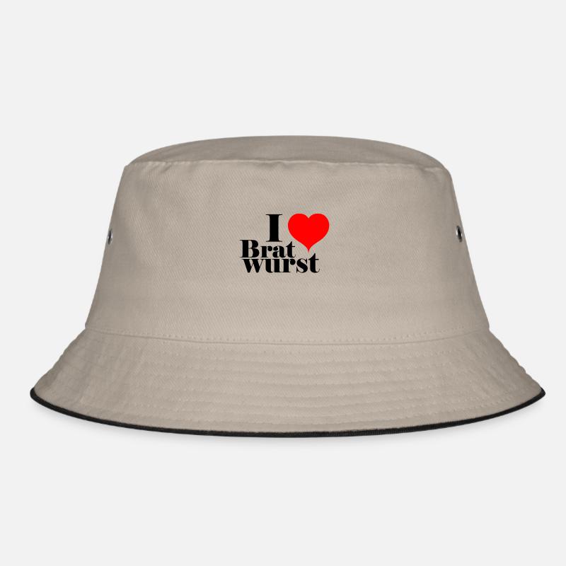 I love Bratwurst - Bucket Hat - Khaki/Schwarz