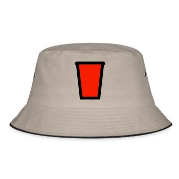 Roter Plastikbecher für alkoholische Getränke - Bucket Hat - Khaki/Schwarz - Vorne