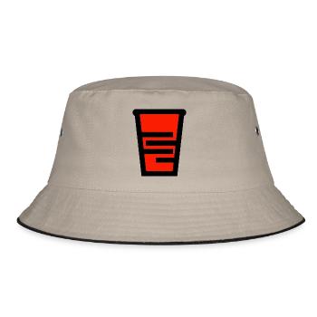 Roter Plastikbecher für alkoholische Getränke - Bucket Hat - Khaki/Schwarz - Vorne