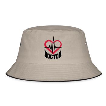 doctor herz Stethoskop abhoeren herzschlag puls ve - Bucket Hat - Khaki/Schwarz - Vorne