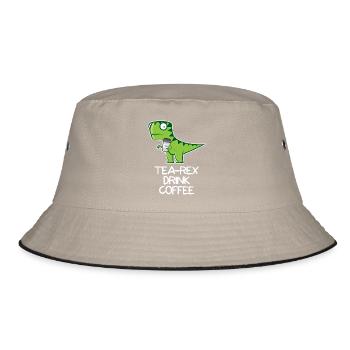 Tea Rex drink Coffee - funny Design - Bucket Hat - khaki/black - Front