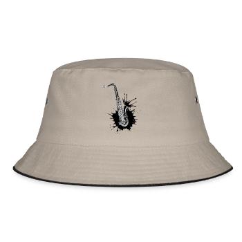 Schwarz Saxophon - Bucket Hat - Khaki/Schwarz - Vorne
