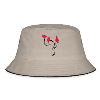 poppies_flowers - Bucket Hat - Khaki/Schwarz - Vorne