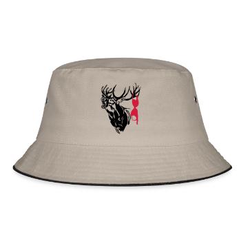 Hirsch mit Bikini - Bucket Hat - Khaki/Schwarz - Vorne