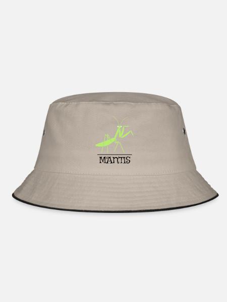 Gottesanbeterin – Illustration für Naturfreunde - Bucket Hat - Khaki/Schwarz - Vorne