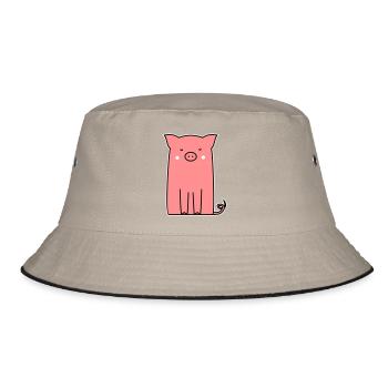 pink piglet piglet sow cute animal - Bucket Hat - khaki/black - Front