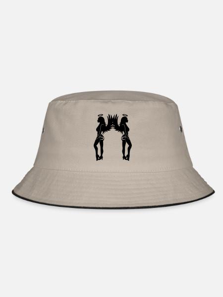 sexy_angel_woman_02 - Bucket Hat - Khaki/Schwarz - Vorne