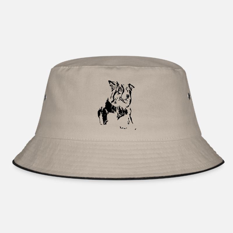 Hunde Border Collie Design - Bucket Hat - Khaki/Schwarz