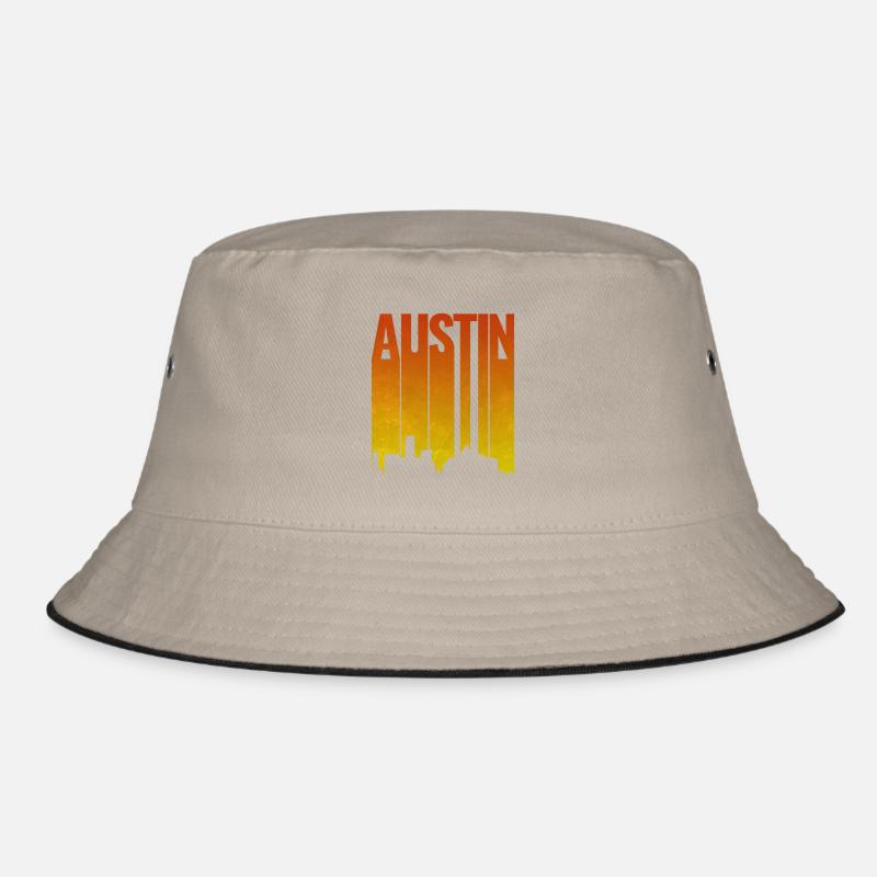 Austin Skyline Abendlicht - Bucket Hat - Khaki/Schwarz