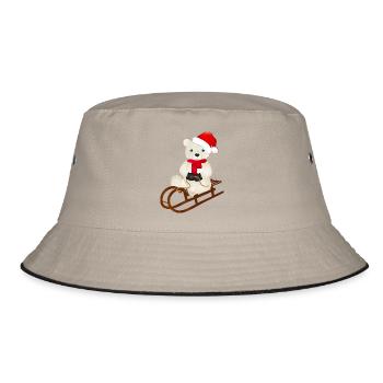 enchanting polar bear while sledging - Bucket Hat - khaki/black - Front
