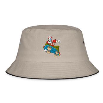 Strange fox on skateboarding - Bucket Hat - khaki/black - Front