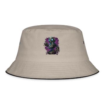 Neon Steam Robot in Junkyard Glow - Bucket Hat - khaki/black - Front