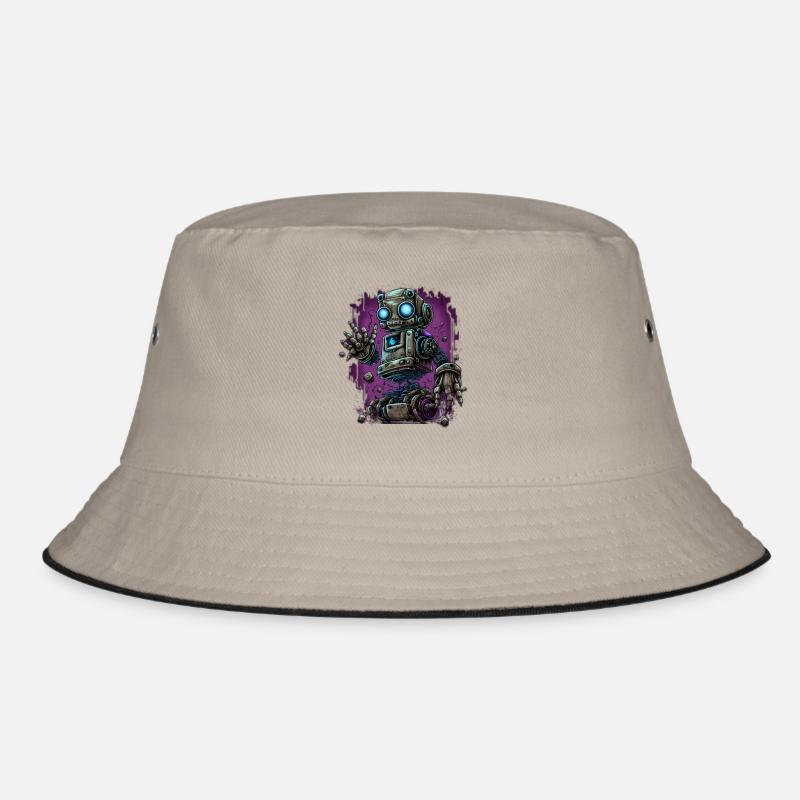 Neon-Dampfroboter im Schrottplatz-Schein Bucket Hat
