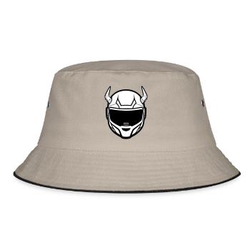 Motocross motorcycle helmet with two horns - Bucket Hat - khaki/black - Front