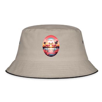 Flamingos - Bucket Hat - Khaki/Schwarz - Vorne