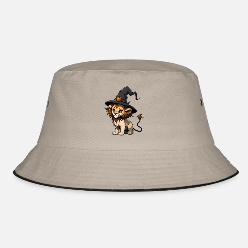 Lion d’Halloween mignon avec chapeau de sorcière. Bob