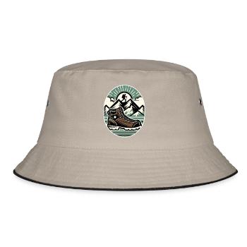 Drawing Hiker Bergwanderschuh - Bucket Hat - Khaki/Schwarz - Vorne