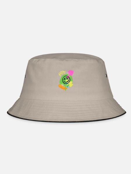 HAPPY Graffiti Splash - Bucket Hat - Khaki/Schwarz