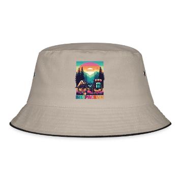 Bikepacking Sunset Adventure - Bucket Hat - Khaki/Schwarz - Vorne