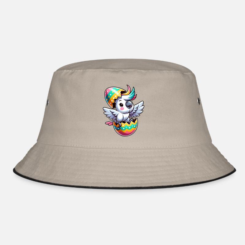 Easter Cockatoo in Eggshell, Clumsy Bird Bucket Hat
