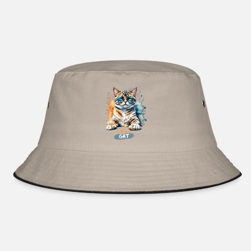 Chillende Katze mit Sonnenbrille Aquarellkunst Bucket Hat