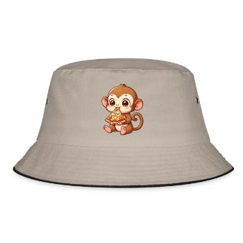 Affe Fahrrad lustig Fahrradfahrer Tiere Abenteuer - Bucket Hat - Khaki/Schwarz - Vorne