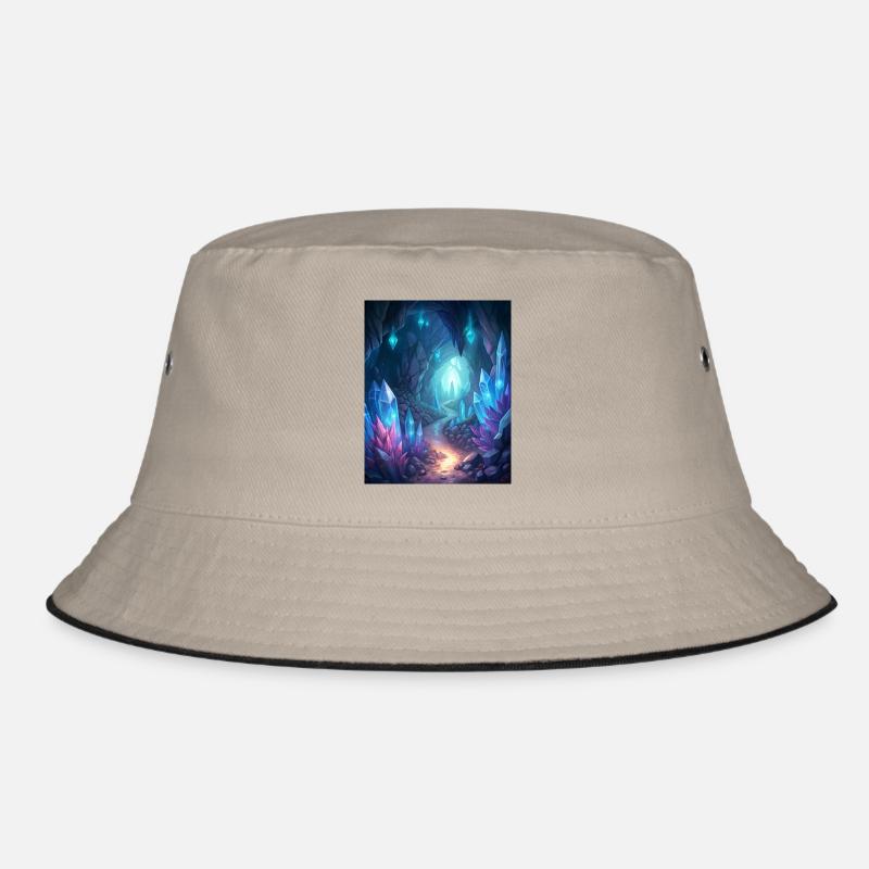 a cave filled with glowing crystals - Bucket Hat - khaki/black