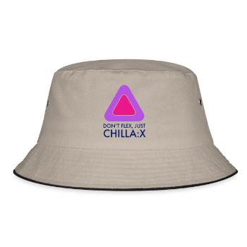 Don‘t flex just chillax - Bucket Hat - Khaki/Schwarz - Vorne