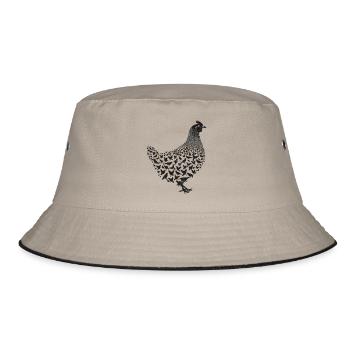 Silhouetten aus Hühnern und Küken - Bucket Hat - Khaki/Schwarz - Vorne