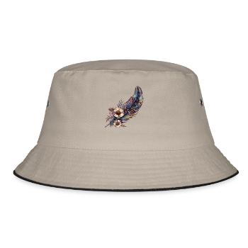 Feather with great decoration - Bucket Hat - khaki/black - Front