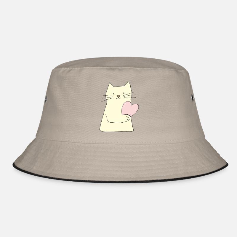Cat with heart Bucket Hat