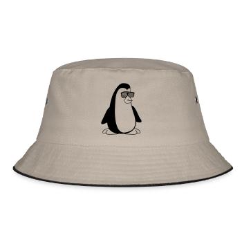 cool Pinguin 001 - Bucket Hat - Khaki/Schwarz - Vorne