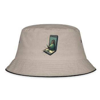 green Monster in iPhone - Bucket Hat - Khaki/Schwarz - Vorne