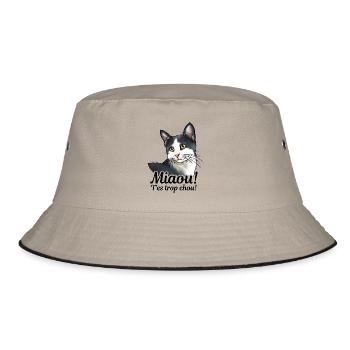 chat noir et blanc Miaou (texte noir) - Bob - kaki/noir - Devant