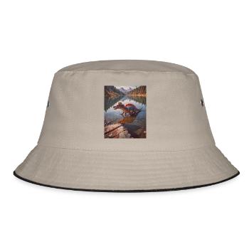 Dinosaurier lebender Spinosaurus angelt - Bucket Hat - Khaki/Schwarz - Vorne