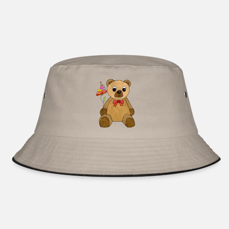 Teddybär - Bucket Hat - Khaki/Schwarz