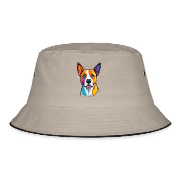 Hund mit Bundes Gesicht - Bucket Hat - Khaki/Schwarz - Vorne