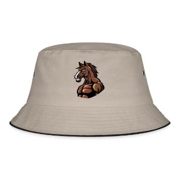 Pferd Stark - Bucket Hat - Khaki/Schwarz - Vorne