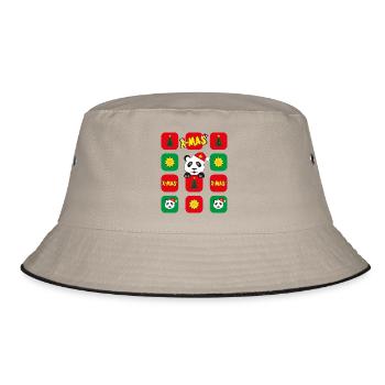Panda mit Weihnachts-Apps, lustiger Hingucker. - Bucket Hat - Khaki/Schwarz - Vorne