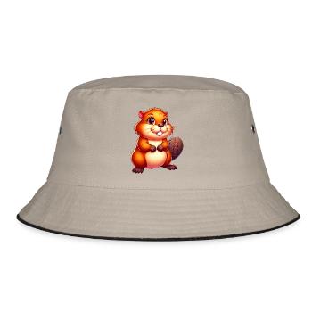 Bieber - Bucket Hat - Khaki/Schwarz - Vorne