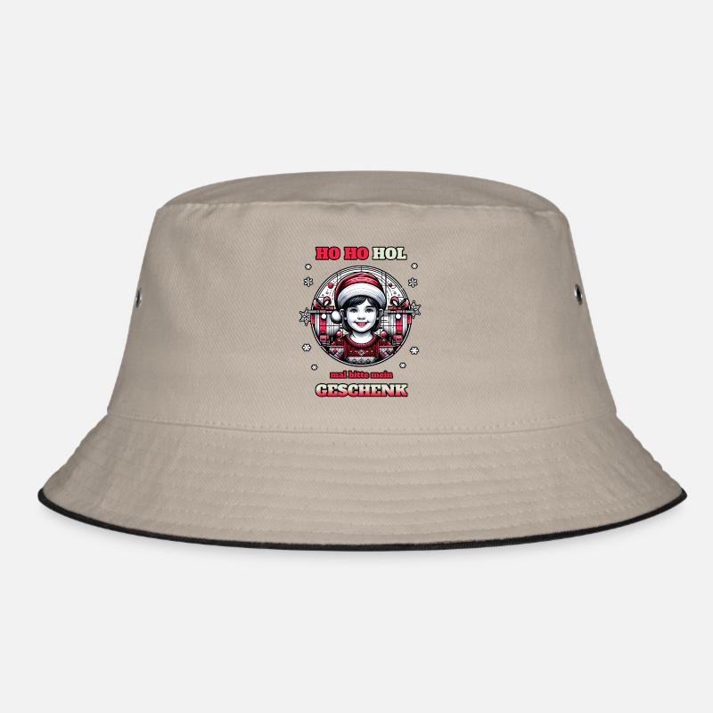 Kinder Beschenken - Bucket Hat - Khaki/Schwarz