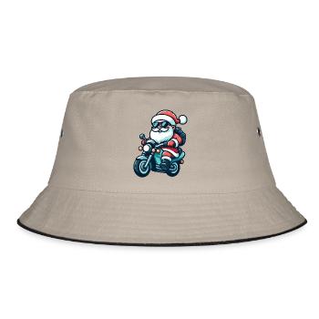 Santa Claus Biker - Bucket Hat - Khaki/Schwarz - Vorne