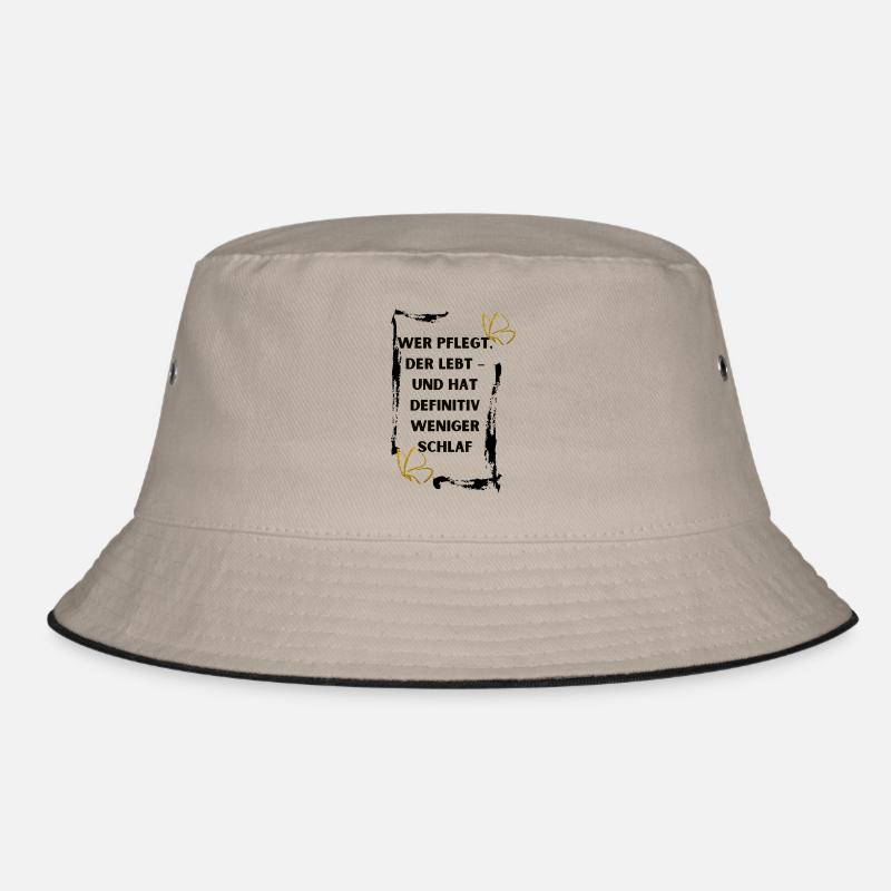 Wer pflegt der lebt - Bucket Hat - Khaki/Schwarz