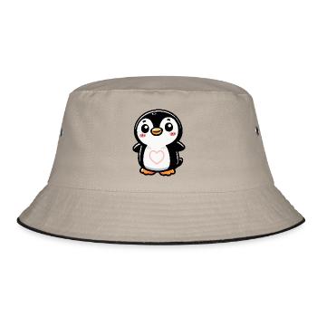 Penguin Comic Heart - Bucket Hat - khaki/black - Front