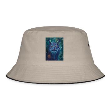 Eule - Bucket Hat - Khaki/Schwarz - Vorne